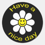 Smiley Daisy Round Stickers