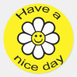 Smiley Daisy Round Stickers
