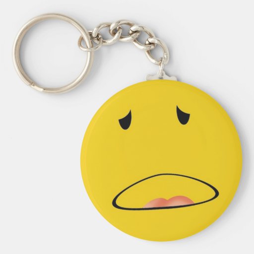 smiley emoticon i feel sick key chain