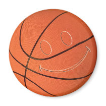 SMILEY FACE BASKETBALL FRIDGE MAGNET