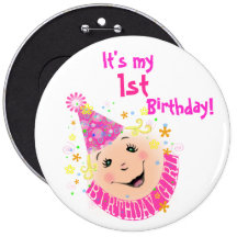 Smiley Face Birthday Girl Button