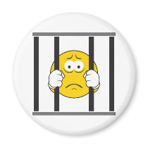 Smiley Face in Jail Fridge Magnet