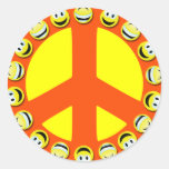 SMILEY FACE PEACE SIGN ROUND STICKER