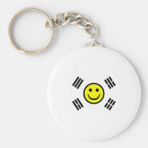 Smiley Face South Korean Flag Keychain