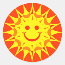 SMILEY FACE SUN ROUND STICKER