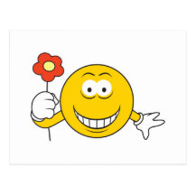 Smiley Face with Flower Postcard
