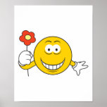 Smiley Face with Flower Posters