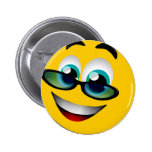 SMILEY FACE WITH GLASSES PINBACK BUTTON