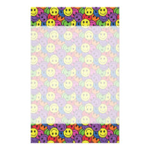 Smiley Faces Retro Hippy Pattern Personalized Stationery