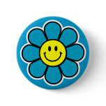 Smiley Flower Button (Blue)