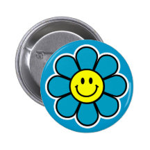 Smiley Flower Button (Blue)