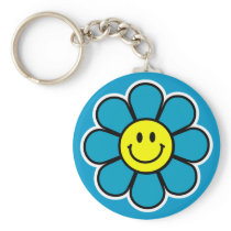 Smiley Flower Keychain (Blue)