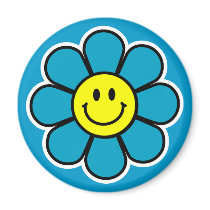Smiley Flower Magnet (Blue)
