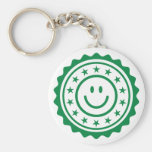 Smiley green approved quality seal key chain
