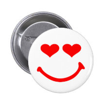 Smiley hearts pinback buttons