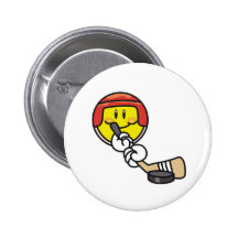 Smiley Hockey Pinback Button