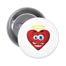 Smiley red heart angel pins