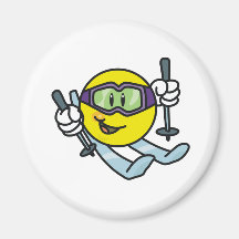 Smiley Skiing Refrigerator Magnet