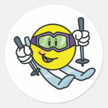 Smiley Skiing Stickers