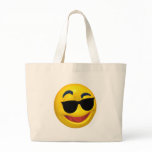 smiley wearing dark sun glasses canvas bag