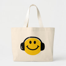 Smiley with headphones canvas bag