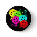 SMILEYS AND PAINT SPLATTER PINBACK BUTTON