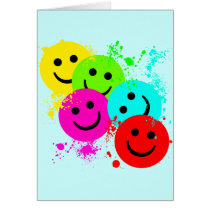 SMILEYS AND PAINT SPLATTER GREETING CARD