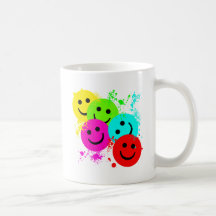 SMILEYS AND PAINT SPLATTER COFFEE MUG