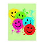 SMILEYS AND PAINT SPLATTER postcards