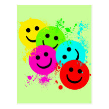 SMILEYS AND PAINT SPLATTER POSTCARD