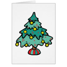 Smileys ornaments hanging on a christmas tree card