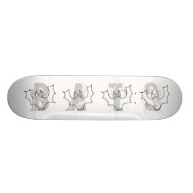 Smiling Bat. Black line illustration. Skate Board Decks