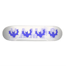 Smiling Bat. Blue Cartoon Skate Board Deck