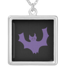 Smiling Bat. Dark Purple. Pendant