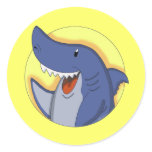 Smiling Blue Shark Cartoon Sticker