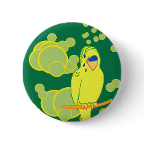 Smiling Budgie Button