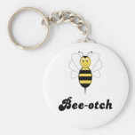 Smiling Bumble Bee Bee-otch Keychain
