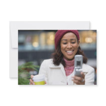 Smiling Business Woman with Cell Phone Custom Invite
