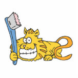 Smiling cat with toothbrush photo sculptures