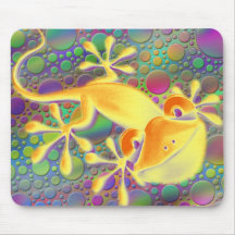 Smiling Gecko - coloured dots Mousemats