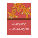 Smiling Gingerbread Men Christmas Postcard