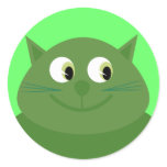Smiling green cartoon cat stickers