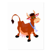 smiling happy cow postcard