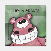 Smiling Hippo-Pink Fridge Magnets