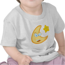 Smiling Moon And Star Cartoon Characters T-shirt