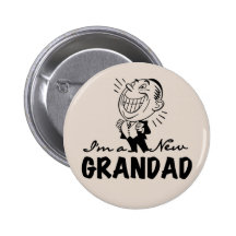 Smiling New Grandad T-shirts and Gifts Buttons