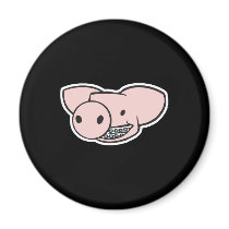 smiling pig with braces magnets