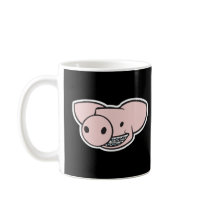 smiling pig with braces coffee mug