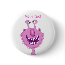 Smiling Pink Cute Monster With Beard