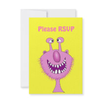 Smiling Pink Cute Monster With Beard